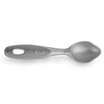 Ice cream scoop resting on a white background.