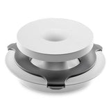 Burger and slider press with white top and gray bottom on a white background