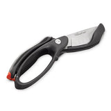 Black kitchen shears with a visible brand logo on a white background.