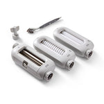 3-Piece Pasta Roller and Cutter Set with metal components on a white background.