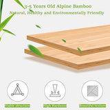 Two bamboo sheets with green leaves and text highlighting properties on a white background.