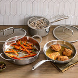 6-Piece Stainless Steel Cookware Set with carrots and chicken.