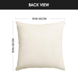 Beige pillow with measurements on a white background