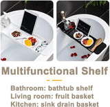 Multifunctional shelf used in bathroom, living room, and kitchen with various items.
