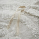 Close-up of white, cotton bedding duvet cover.