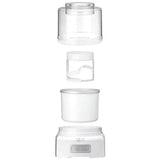 Cuisinart Frozen Yogurt Ice Cream & Sorbet Maker parts on a white background.