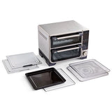 Deluxe Air Fryer and Toaster Oven with various accessories on a white background.