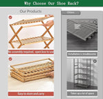 Comparison of a wooden shoe rack with other types of shelves, highlighting features like no assembly required and ease of storage.