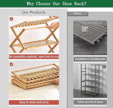 Comparison of a wooden shoe rack with other types of shelves, highlighting features like no assembly required and ease of storage.