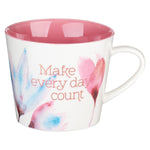 Pink Petal Floral Ceramic Coffee Mug