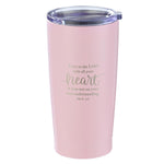Pink Travel Tumbler with Inscription