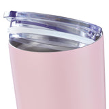 Pink Travel Tumbler with Inscription - Close-Up of Lid