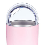 Pink Travel Tumbler with Inscription - Close-Up of Lid