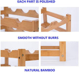 Polished natural bamboo product with text indicating 'Each part is polished', 'Smooth without burrs', and 'Natural Bamboo'.