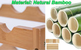 Bamboo product and bamboo sticks with 'Material: Natural Bamboo' text.