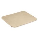 Beige, rectangular stoneware baking sheet on a white background.