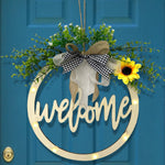 Wooden Welcome Wreath with Lights