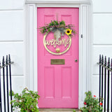 Wooden Welcome Wreath with Lights