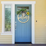 Wooden Welcome Wreath with Lights
