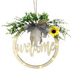 Wooden Welcome Wreath with Lights