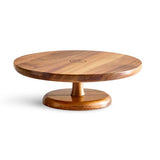 Wooden cake stand on a white background.