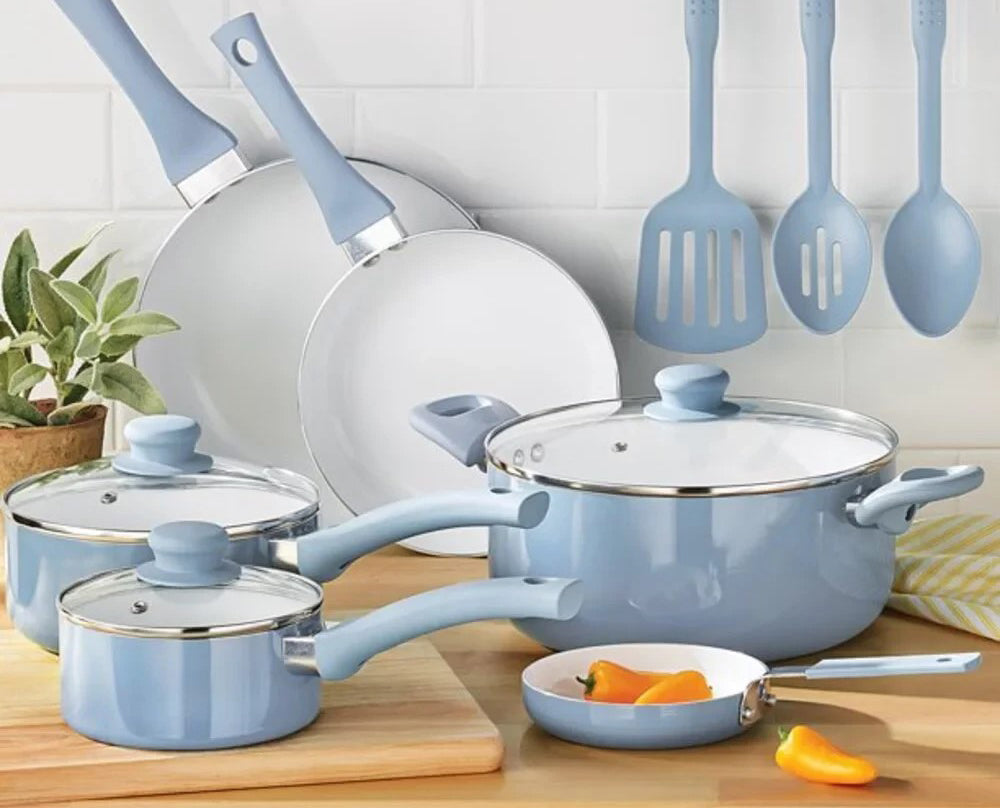 Light Blue Cookware Kitchen Ceramic Cookware Set – Home Haven Décor Store