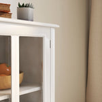 Wooden Storage Cabinet with Glass Doors and Drawer