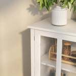 Wooden Storage Cabinet with Glass Doors and Drawer