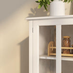 Wooden Storage Cabinet with Glass Doors and Drawer