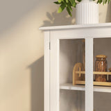 Wooden Storage Cabinet with Glass Doors and Drawer