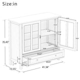 Wooden Storage Cabinet with Glass Doors and Drawer
