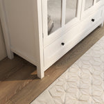 Wooden Storage Cabinet with Glass Doors and Drawer