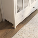 Wooden Storage Cabinet with Glass Doors and Drawer