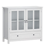 Wooden Storage Cabinet with Glass Doors and Drawer