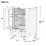 Wooden Storage Cabinet with Glass Doors and Drawer