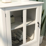 Wooden Storage Cabinet with Glass Doors and Drawer
