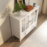 Wooden Storage Cabinet with Glass Doors and Drawer