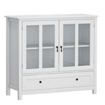Wooden Storage Cabinet with Glass Doors and Drawer